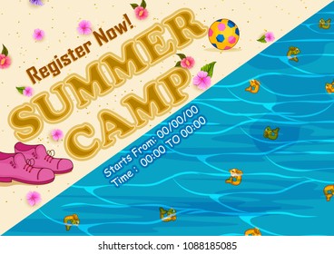 Children summer camp poster design template in vector