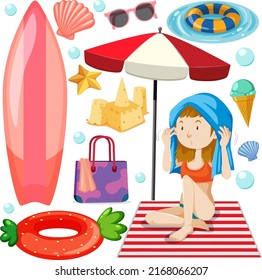 Children and summer objects seamless pattern illustration