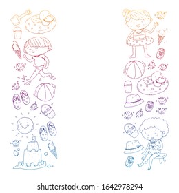 Children summer vacation. Holidays with little kids. Sea, beach and ocean