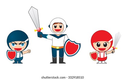 Children in superhero costume, vector 