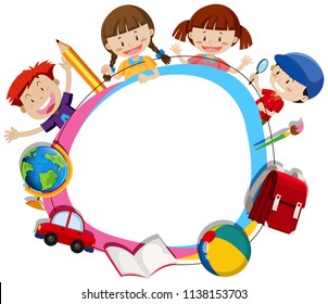 Children Surroding Blank Circle Frame Illustration Stock Vector ...