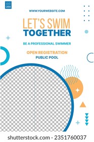 Children Swimming Lessons. swimming classes background. swimming training concept. Vector Illustration. Poster, Banner, Flyer, Template. social media post. Swimming lesson promotion poster. Coaching.