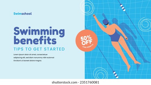 Children Swimming Lessons. swimming classes background. swimming training concept. Vector Illustration. Poster, Banner, Flyer, Template. social media post. Swimming lesson promotion poster. Coaching.