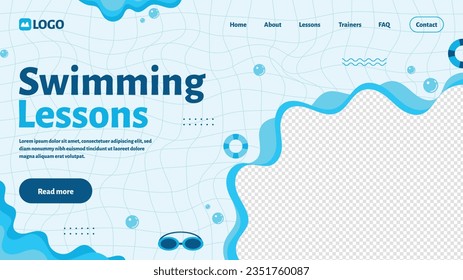 Children Swimming Lessons. swimming classes background. swimming training concept. Vector Illustration. Poster, Banner, Flyer, Template. social media post. Swimming lesson promotion poster. Coaching.