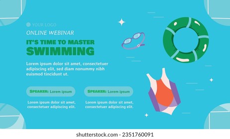 Children Swimming Lessons. swimming classes background. swimming training concept. Vector Illustration. Poster, Banner, Flyer, Template. social media post. Swimming lesson promotion poster. Coaching.