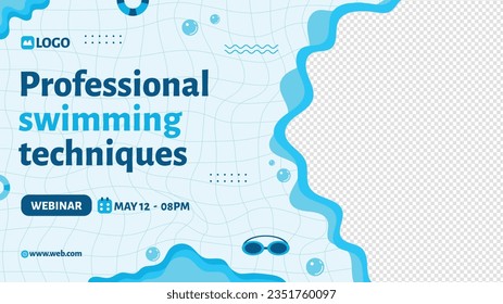 Children Swimming Lessons. swimming classes background. swimming training concept. Vector Illustration. Poster, Banner, Flyer, Template. social media post. Swimming lesson promotion poster. Coaching.