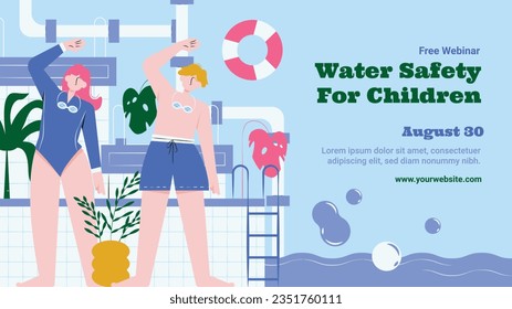 Children Swimming Lessons. swimming classes background. swimming training concept. Vector Illustration. Poster, Banner, Flyer, Template. social media post. Swimming lesson promotion poster. Coaching.
