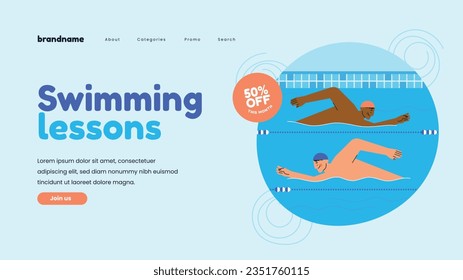 Children Swimming Lessons. swimming classes background. swimming training concept. Vector Illustration. Poster, Banner, Flyer, Template. social media post. Swimming lesson promotion poster. Coaching.