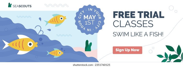 Children Swimming Lessons. swimming classes background. swimming training concept. Vector Illustration. Poster, Banner, Flyer, Template. social media post. Swimming lesson promotion poster. Coaching.