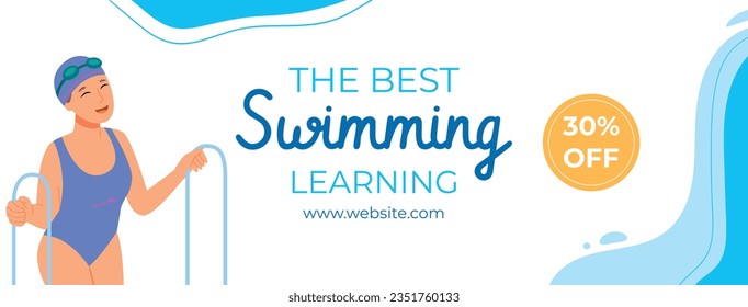 Children Swimming Lessons. swimming classes background. swimming training concept. Vector Illustration. Poster, Banner, Flyer, Template. social media post. Swimming lesson promotion poster. Coaching.