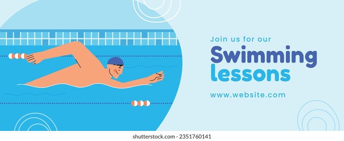 Children Swimming Lessons. swimming classes background. swimming training concept. Vector Illustration. Poster, Banner, Flyer, Template. social media post. Swimming lesson promotion poster. Coaching.