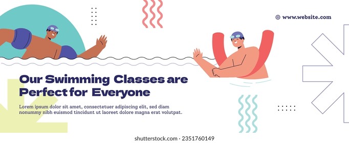 Children Swimming Lessons. swimming classes background. swimming training concept. Vector Illustration. Poster, Banner, Flyer, Template. social media post. Swimming lesson promotion poster. Coaching.