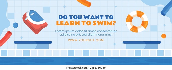 Children Swimming Lessons. swimming classes background. swimming training concept. Vector Illustration. Poster, Banner, Flyer, Template. social media post. Swimming lesson promotion poster. Coaching.