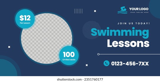 Children Swimming Lessons. swimming classes background. swimming training concept. Vector Illustration. Poster, Banner, Flyer, Template. social media post. Swimming lesson promotion poster. Coaching.