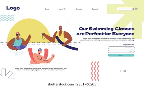 Children Swimming Lessons. swimming classes background. swimming training concept. Vector Illustration. Poster, Banner, Flyer, Template. social media post. Swimming lesson promotion poster. Coaching.