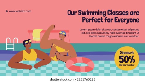 Children Swimming Lessons. swimming classes background. swimming training concept. Vector Illustration. Poster, Banner, Flyer, Template. social media post. Swimming lesson promotion poster. Coaching.