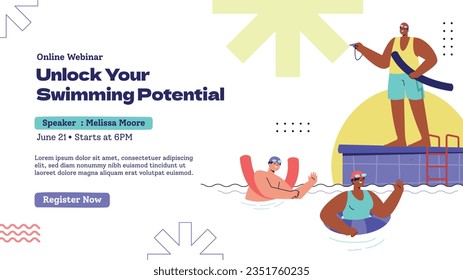 Children Swimming Lessons. swimming classes background. swimming training concept. Vector Illustration. Poster, Banner, Flyer, Template. social media post. Swimming lesson promotion poster. Coaching.