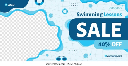 Children Swimming Lessons. swimming classes background. swimming training concept. Vector Illustration. Poster, Banner, Flyer, Template. social media post. Swimming lesson promotion poster. Coaching.