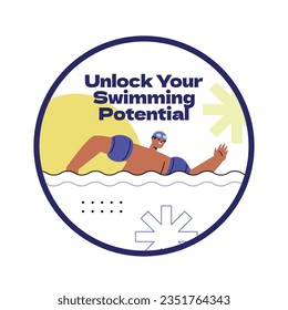 Children Swimming Lessons. swimming classes background. swimming training concept. Vector Illustration. Poster, label, Sticker, Template. social media post. Swimming lesson promotion poster. Coaching.