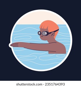 Children Swimming Lessons. swimming classes background. swimming training concept. Vector Illustration. Poster, label, Sticker, Template. social media post. Swimming lesson promotion poster. Coaching.