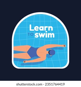 Children Swimming Lessons. swimming classes background. swimming training concept. Vector Illustration. Poster, label, Sticker, Template. social media post. Swimming lesson promotion poster. Coaching.