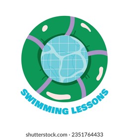 Children Swimming Lessons. swimming classes background. swimming training concept. Vector Illustration. Poster, label, Sticker, Template. social media post. Swimming lesson promotion poster. Coaching.