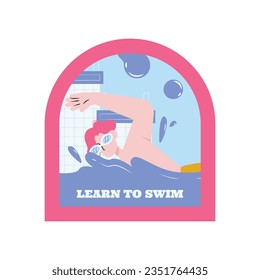 Children Swimming Lessons. swimming classes background. swimming training concept. Vector Illustration. Poster, label, Sticker, Template. social media post. Swimming lesson promotion poster. Coaching.