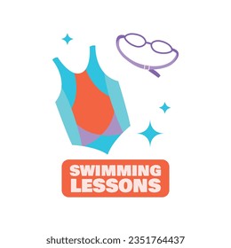 Children Swimming Lessons. swimming classes background. swimming training concept. Vector Illustration. Poster, label, Sticker, Template. social media post. Swimming lesson promotion poster. Coaching.