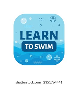 Niños Nadando Lecciones. clases de natación de fondo. concepto de entrenamiento de natación. Ilustración vectorial. Cartel, etiqueta, pegatina, plantilla. publicación en medios sociales. Cartel de promoción de clases de natación. Coaching.