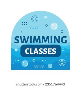 Children Swimming Lessons. swimming classes background. swimming training concept. Vector Illustration. Poster, label, Sticker, Template. social media post. Swimming lesson promotion poster. Coaching.