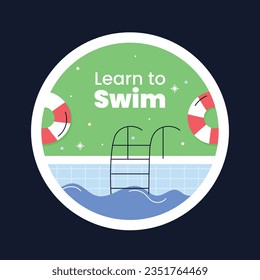 Children Swimming Lessons. swimming classes background. swimming training concept. Vector Illustration. Poster, label, Sticker, Template. social media post. Swimming lesson promotion poster. Coaching.