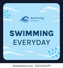 Niños Nadando Lecciones. clases de natación de fondo. concepto de entrenamiento de natación. Ilustración vectorial. Cartel, etiqueta, pegatina, plantilla. publicación en medios sociales. Cartel de promoción de clases de natación. Coaching.