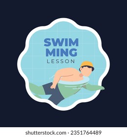 Children Swimming Lessons. swimming classes background. swimming training concept. Vector Illustration. Poster, label, Sticker, Template. social media post. Swimming lesson promotion poster. Coaching.