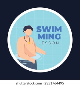 Children Swimming Lessons. swimming classes background. swimming training concept. Vector Illustration. Poster, label, Sticker, Template. social media post. Swimming lesson promotion poster. Coaching.