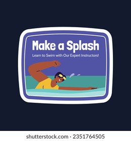 Children Swimming Lessons. swimming classes background. swimming training concept. Vector Illustration. Poster, label, Sticker, Template. social media post. Swimming lesson promotion poster. Coaching.