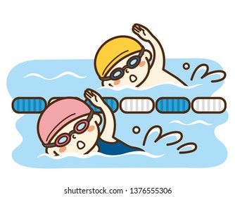 Children swimming in the pool