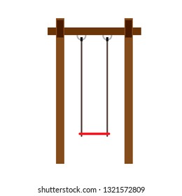 Children swing activity leisure game playing vector  icon. Outdoor pictogram wooden playground park equipment