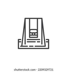 Kinder schwingen eine Linie Symbol. lineares Stilzeichen für mobiles Konzept und Webdesign. Vektorsymbol in der Umrisslinie des Swing-Sitzes. Symbol, Logo-Abbildung. Vektorgrafik