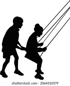 children swinging body silhouette vector