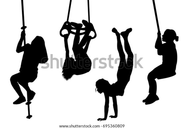 Children Swinging Playing Outdoor Stock Vector (Royalty Free) 695360809 ...