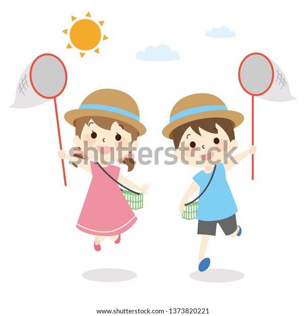 Children Taking Insects Stock Vector (Royalty Free) 1373820221 ...