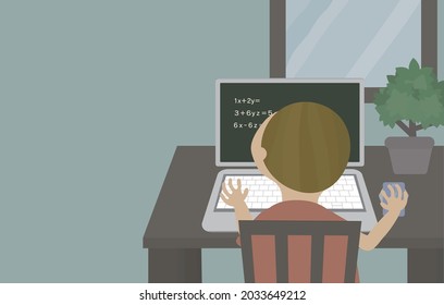 Children taking remote lessons at home