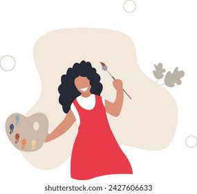 Children talent and creativity.flat vector illustration.character with brush and paints.