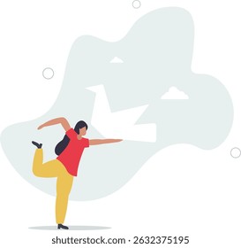 Kinderen talent en creativiteit.platte vector illustratie.papier ambachten origami concept. karakter leven.