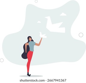 Talento y creatividad de los niños. Ilustración vectorial plana. concepto de origami de manualidades de papel. vida humana.
