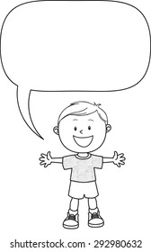 children talk with blank speech bubble