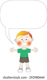 children talk with blank speech bubble
