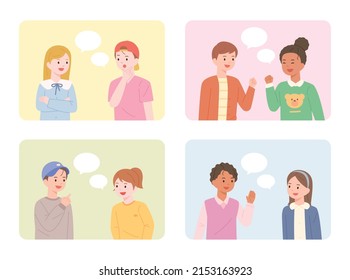 Children are talking to each other. flat design style vector illustration.	