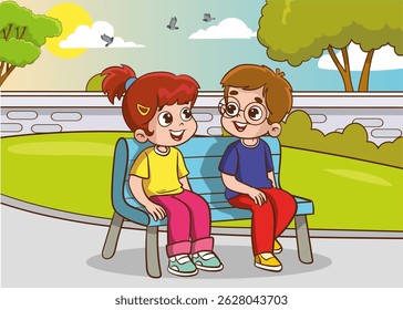 children talking in the park.vector illustration of children chatting