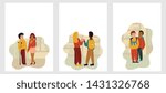 Children talking. Postcards or posters with space for text. Back to school concept. Flat vector illustration.